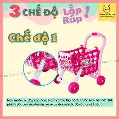 Đồ chơi xe đẩy siêu thị cho bé cỡ lớn 35 chi tiết 3 chế độ lắp ráp theo chiều cao của bé