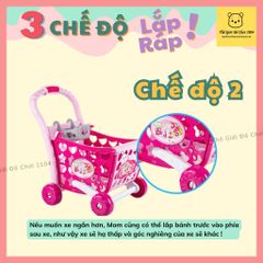 Đồ chơi xe đẩy siêu thị cho bé cỡ lớn 35 chi tiết 3 chế độ lắp ráp theo chiều cao của bé
