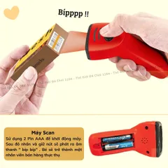 Bộ đồ chơi quầy siêu thị tính tiền kèm xe đẩy cho bé 65 chi tiết cỡ lớn hiệu ứng hơi nước thegioidochoi1104