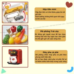 Bộ đồ chơi quầy siêu thị tính tiền kèm xe đẩy cho bé 65 chi tiết cỡ lớn hiệu ứng hơi nước thegioidochoi1104