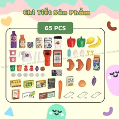 Bộ đồ chơi quầy siêu thị tính tiền kèm xe đẩy cho bé 65 chi tiết cỡ lớn hiệu ứng hơi nước thegioidochoi1104