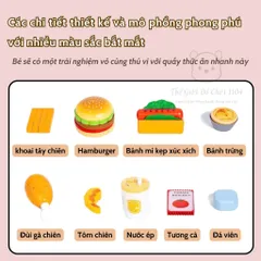 Bộ bếp gỗ cao cấp nấu thức ăn, đồ chơi quầy bán thức nhanh cho bé