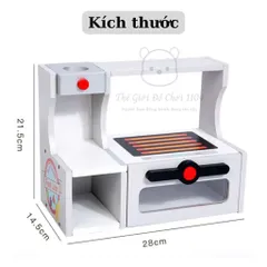 Bộ bếp gỗ cao cấp nấu thức ăn, đồ chơi quầy bán thức nhanh cho bé
