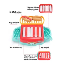 Bộ Đồ Chơi Bếp Nướng BBQ Siêu Thực Với Âm Thanh & Đèn, Đồ Chơi Thực Phẩm Cho Trẻ Em Từ 3 Tuổi, HB TOYS, Mô Phỏng Bán Thức Ăn Nhanh