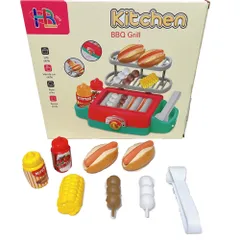 Bộ Đồ Chơi Bếp Nướng BBQ Siêu Thực Với Âm Thanh & Đèn, Đồ Chơi Thực Phẩm Cho Trẻ Em Từ 3 Tuổi, HB TOYS, Mô Phỏng Bán Thức Ăn Nhanh