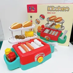 Bộ Đồ Chơi Bếp Nướng BBQ Siêu Thực Với Âm Thanh & Đèn, Đồ Chơi Thực Phẩm Cho Trẻ Em Từ 3 Tuổi, HB TOYS, Mô Phỏng Bán Thức Ăn Nhanh