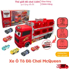 Xe ô tô đồ chơi MacQueen cho bé 3 tầng tặng 6 xe kèm đường đua dài 165 cm mô hình xe container