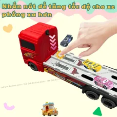 Xe ô tô đồ chơi MacQueen cho bé 3 tầng tặng 6 xe kèm đường đua dài 165 cm mô hình xe container