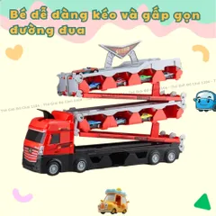 Xe ô tô đồ chơi MacQueen cho bé 3 tầng tặng 6 xe kèm đường đua dài 165 cm mô hình xe container