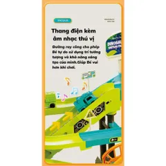 Bộ Đường đua khủng long kết hợp công trình xây dựng kèm 4 xe 2 khủng long có nhạc