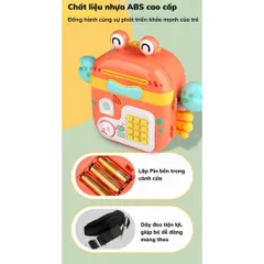 Két sắt mini có dấu vân tay hình Con Cua hộp đựng tiền tiết kiệm kèm dây đeo và xu