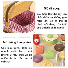 Giỏ Dã Ngoại Đồ Chơi Cho Bé 103 Chi Tiết - Bộ Mô Phỏng Thức Ăn An Toàn, Tăng Cường Sáng Tạo và Kỹ Năng Giao Tiếp