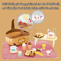 Bộ Đồ Chơi Picnic 27 Món - Giỏ Cắm Trại Mini Kèm Bàn Gấp Gọn Cho Bé - Khuyến Khích Trẻ Đồ Chơi Ngoài Trời An Toàn
