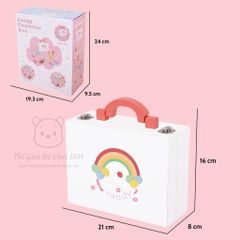 Hộp Vali Trang Điểm Gỗ Cao Cấp 11 Chi Tiết Họa Tiết Kẹo Ngọt - Đồ Chơi Make Up Cho Bé Gái 3 Tuổi