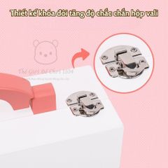 Hộp Vali Trang Điểm Gỗ Cao Cấp 11 Chi Tiết Họa Tiết Kẹo Ngọt - Đồ Chơi Make Up Cho Bé Gái 3 Tuổi
