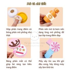 Hộp Vali Trang Điểm Gỗ Cao Cấp 11 Chi Tiết Họa Tiết Kẹo Ngọt - Đồ Chơi Make Up Cho Bé Gái 3 Tuổi