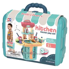 Bộ đồ chơi vali bếp nấu ăn cho bé 3in1 màu xanh cao cấp kích thước to tphcm