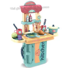 Bộ đồ chơi vali bếp nấu ăn cho bé 3in1 màu xanh cao cấp kích thước to tphcm