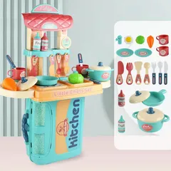 Bộ đồ chơi vali bếp nấu ăn cho bé 3in1 màu xanh cao cấp kích thước to tphcm