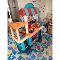 Đồ chơi nấu ăn cho bé mô phổng xe đẩy thức ăn nhanh Fast Food 58 chi tiết, cao 90 cm, thế giới đồ chơi 1104