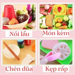 Đồ chơi mô phổng nồi lẩu nấu ăn cho bé nhiều chi tiết, mô hình đồ chơi nhà bếp, thế giới đồ chơi 1104