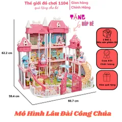 Đồ chơi lắp ráp ngôi nhà búp bê mô hình biệt thự công chúa nhiều tầng cỡ dành cho bé 6 tuổi