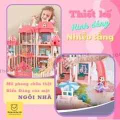 Đồ chơi lắp ráp ngôi nhà búp bê mô hình biệt thự công chúa nhiều tầng cỡ dành cho bé 6 tuổi