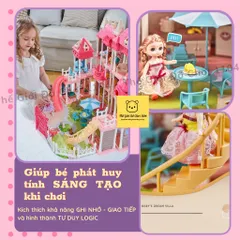 Đồ chơi lắp ráp ngôi nhà búp bê mô hình biệt thự công chúa nhiều tầng cỡ dành cho bé 6 tuổi