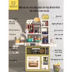 Bộ đồ chơi bếp nấu ăn cao cấp cho bé BeiBe Good 63 chi tiết - Cỡ Lớn - Hiêu ứng hơi nước - thegioidochoi1104