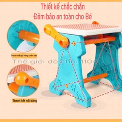 Bàn Lego đồ chơi đa năng vừa chơi vừa học có bảng vẽ và ghế 88 chi tiết tphcm