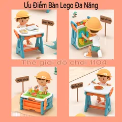 Bàn Lego đồ chơi đa năng vừa chơi vừa học có bảng vẽ và ghế 88 chi tiết tphcm