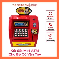 Két sắt ATM Mini cho bé hình Mickey có dấu vân tay và chế độ tự động tphcm
