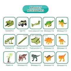 Đồ chơi lắp ráp đường đua ô tô Khủng Long Dinour Track Toys cỡ lớn 240 chi tiết - Sáng tạo đường ray - thegioidochoi1104