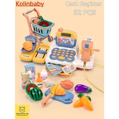 Máy tính tiền siêu thị cho bé nhiều chức năng 52 chi tiết kèm micro máy tính