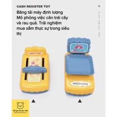 Máy tính tiền siêu thị cho bé nhiều chức năng 52 chi tiết kèm micro máy tính