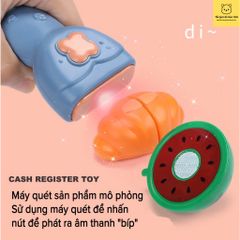 Máy tính tiền siêu thị cho bé nhiều chức năng 52 chi tiết kèm micro máy tính