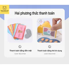 Máy tính tiền siêu thị cho bé nhiều chức năng 52 chi tiết kèm micro máy tính