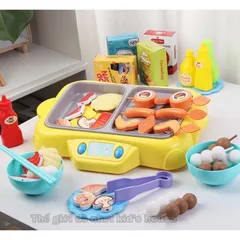 [HOT] Đồ chơi bếp nấu ăn hai ngăn cho bé 56 chi tiết có hơi nước kèm đèn và nhạc tphcm