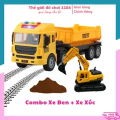Đồ chơi xe ben chạy cót tặng xe xúc cát có nhạc xe mô hình đồ chơi cỡ lớn cho bé