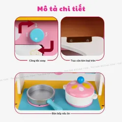 Bộ Đồ Chơi Nhà Bếp Bằng Gỗ - Dụng Cụ Nấu Ăn Nhập Vai Giúp Bé Phát Triển Trí Tuệ và Khả Năng Tư Duy, Màu Hồng Xinh Xắn