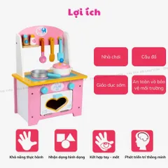 Bộ Đồ Chơi Nhà Bếp Bằng Gỗ - Dụng Cụ Nấu Ăn Nhập Vai Giúp Bé Phát Triển Trí Tuệ và Khả Năng Tư Duy, Màu Hồng Xinh Xắn