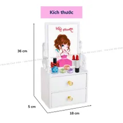 Tủ Trang Điểm Mini Bằng Gỗ Có Gương & Máy Sấy Móng Tay - Đồ Chơi Làm Nail Cho Bé Từ 3 Tuổi