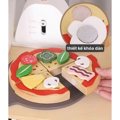 Bộ đồ chơi pizza bằng gỗ kèm dụng cụ cắt bánh Noble 18 chi tiết, đồ chơi gỗ cao cấp