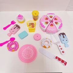 Đồ Chơi Cắt Bánh Sinh Nhật 21 Chi Tiết - Bộ Đồ Chơi Nấu Ăn Cho Bé Gái, Giá Rẻ, Phát Triển Kỹ Năng Sáng Tạo