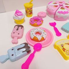 Đồ Chơi Cắt Bánh Sinh Nhật 21 Chi Tiết - Bộ Đồ Chơi Nấu Ăn Cho Bé Gái, Giá Rẻ, Phát Triển Kỹ Năng Sáng Tạo