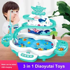 Đồ chơi câu cá tháp nam châm cho bé, có đường ray cá biết bay, pin sạc, Thegioidochoi1104