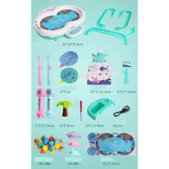 Đồ chơi câu cá tháp nam châm cho bé, có đường ray cá biết bay, pin sạc, Thegioidochoi1104