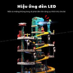 Bộ đồ chơi lắp ráp đường đua ô tô khủng long 92 chi tiết - Bãi đậu xe 4 tầng lớn với hiệu ứng phun lửa cho trẻ từ 3-4 tuổi