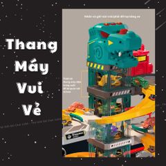 Bộ đồ chơi lắp ráp đường đua ô tô khủng long 92 chi tiết - Bãi đậu xe 4 tầng lớn với hiệu ứng phun lửa cho trẻ từ 3-4 tuổi