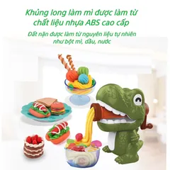 Đồ chơi đất nặn làm mì, khủng long Fancy Clay, 26 chi tiết kèm khuông và đất sét, thế giới đồ chơi 1104
